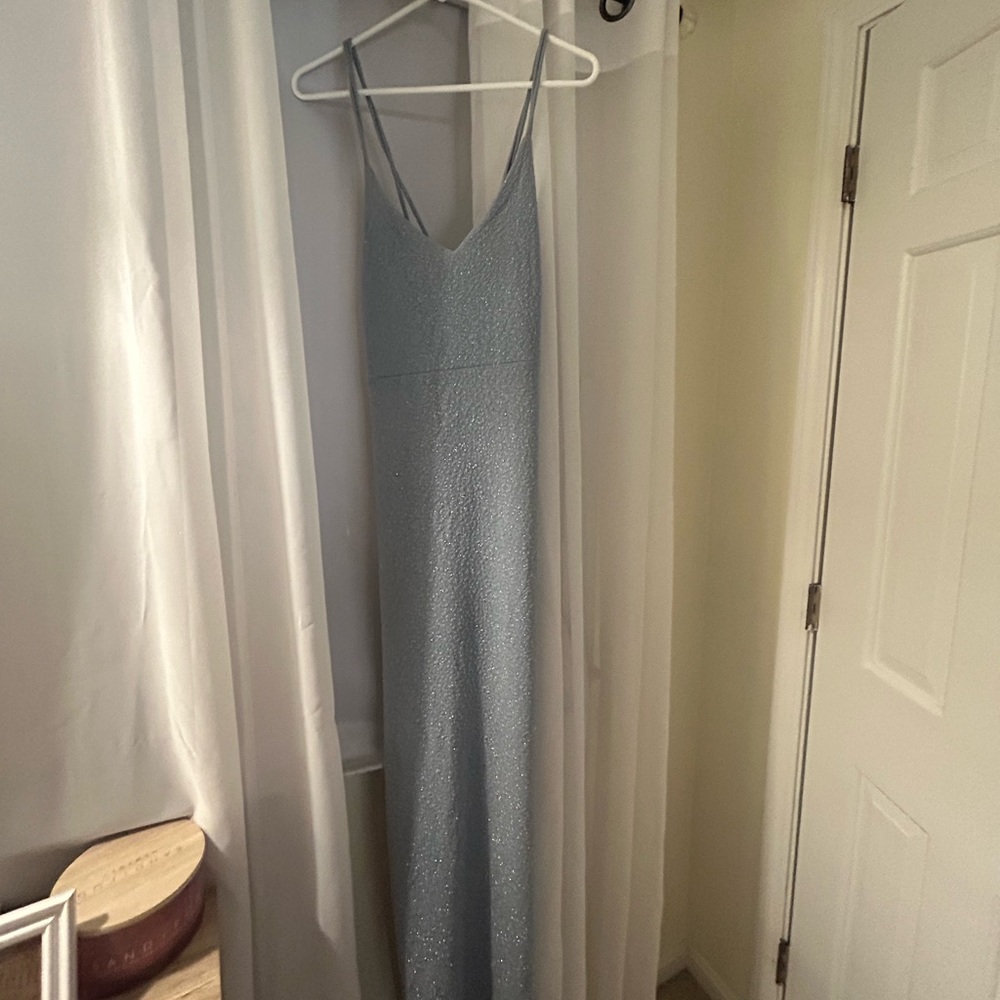 WINDSOR DRESS BLUE AND SPARKLY WITH BEAUTIFUL STRAP ACCENTS